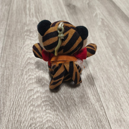 Plush Tiger Keychain Mini Stuffed Animal Tiger Clip Backpack Charm Brown Black