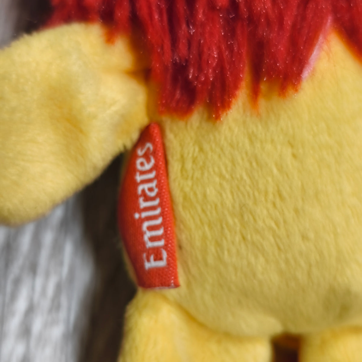 Emirates Airline Fly With Me Lion Plush Wristband Toy Yellow Red Stuffed Animal
