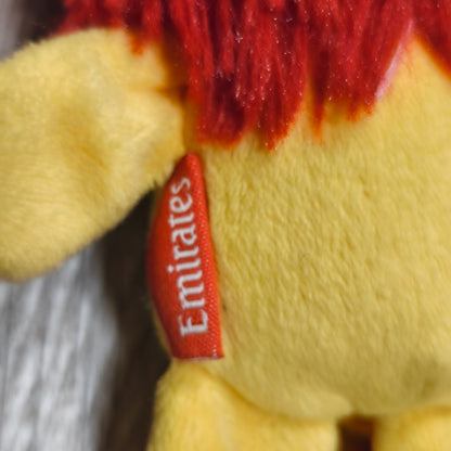 Emirates Airline Fly With Me Lion Plush Wristband Toy Yellow Red Stuffed Animal