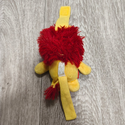 Emirates Airline Fly With Me Lion Plush Wristband Toy Yellow Red Stuffed Animal