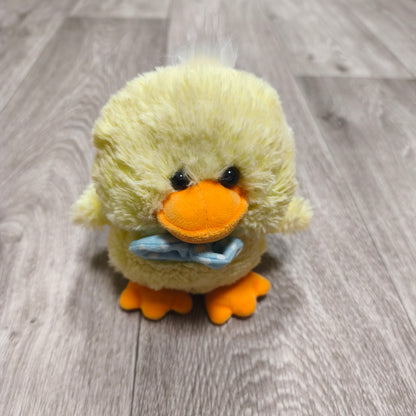 Card Factory Easter Snuggles Yellow Chick Plush Soft Toy Blue Polka Dot Bow