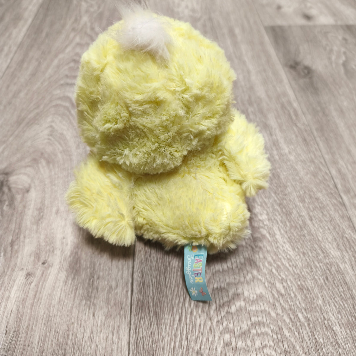 Card Factory Easter Snuggles Yellow Chick Plush Soft Toy Blue Polka Dot Bow