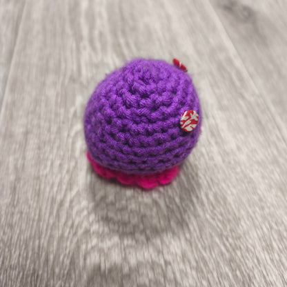 Handmade Crochet Plush Mini Octopus Toy Purple Pink Yarn Amigurumi Small Doll