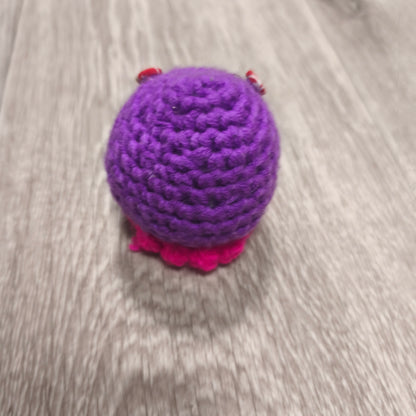 Handmade Crochet Plush Mini Octopus Toy Purple Pink Yarn Amigurumi Small Doll