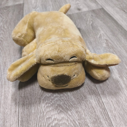HuggiePup Dog Plush Toy Golden Yellow Puppy Stuffed Animal Belly Pouch Fastener