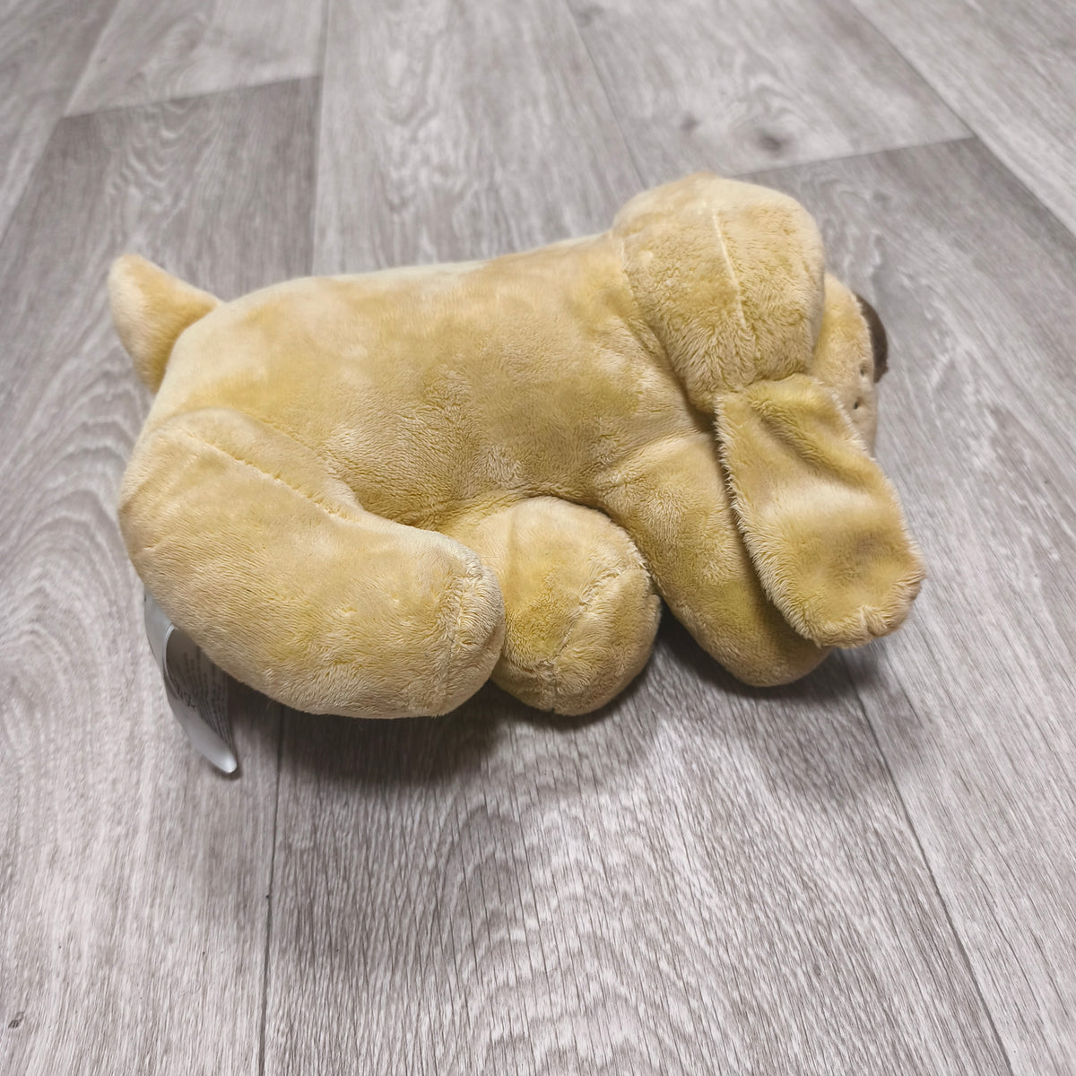 HuggiePup Dog Plush Toy Golden Yellow Puppy Stuffed Animal Belly Pouch Fastener