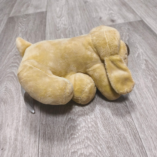 HuggiePup Dog Plush Toy Golden Yellow Puppy Stuffed Animal Belly Pouch Fastener