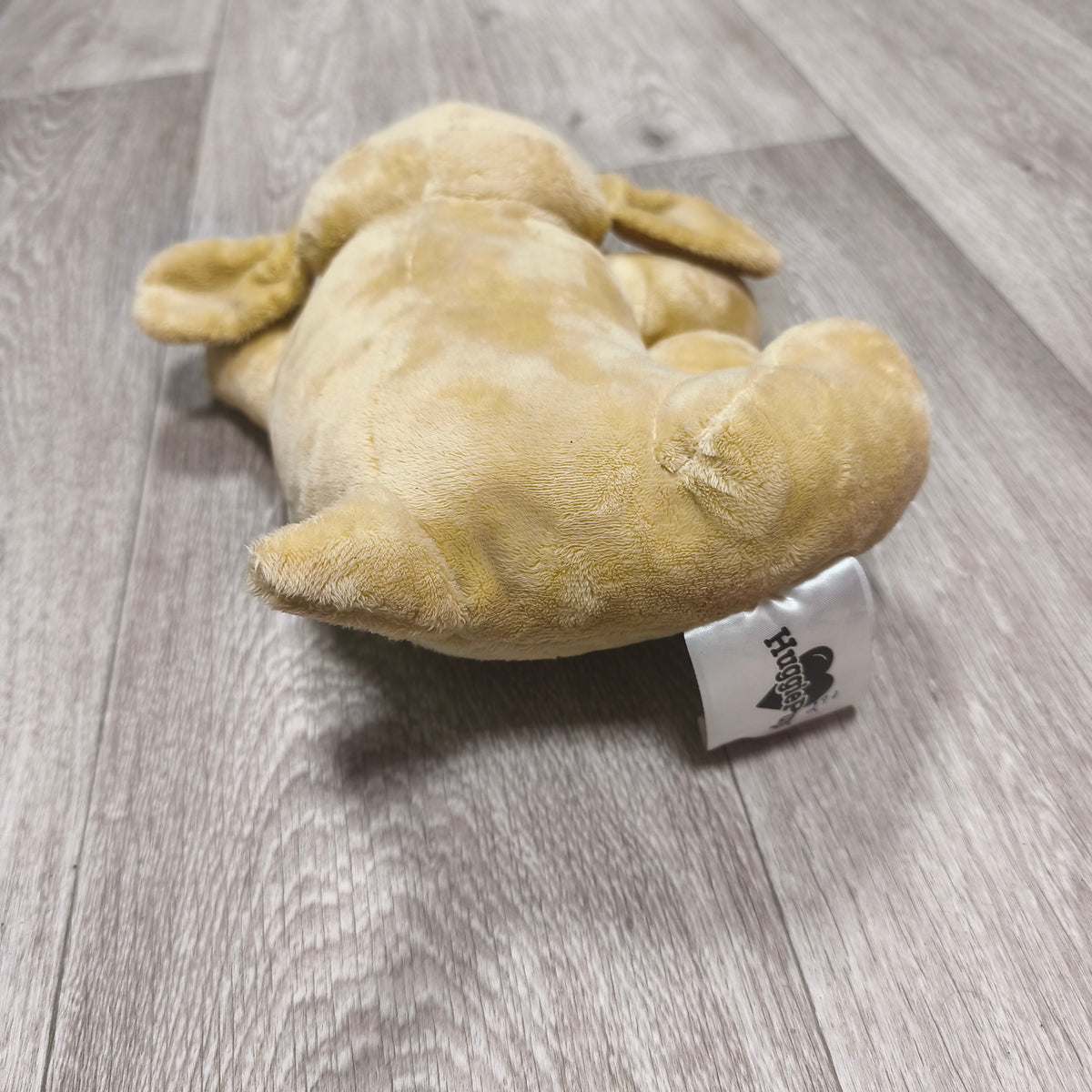 HuggiePup Dog Plush Toy Golden Yellow Puppy Stuffed Animal Belly Pouch Fastener
