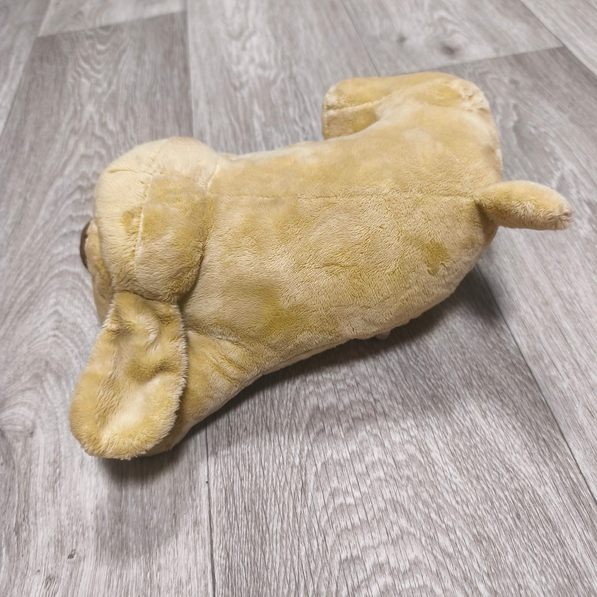 HuggiePup Dog Plush Toy Golden Yellow Puppy Stuffed Animal Belly Pouch Fastener