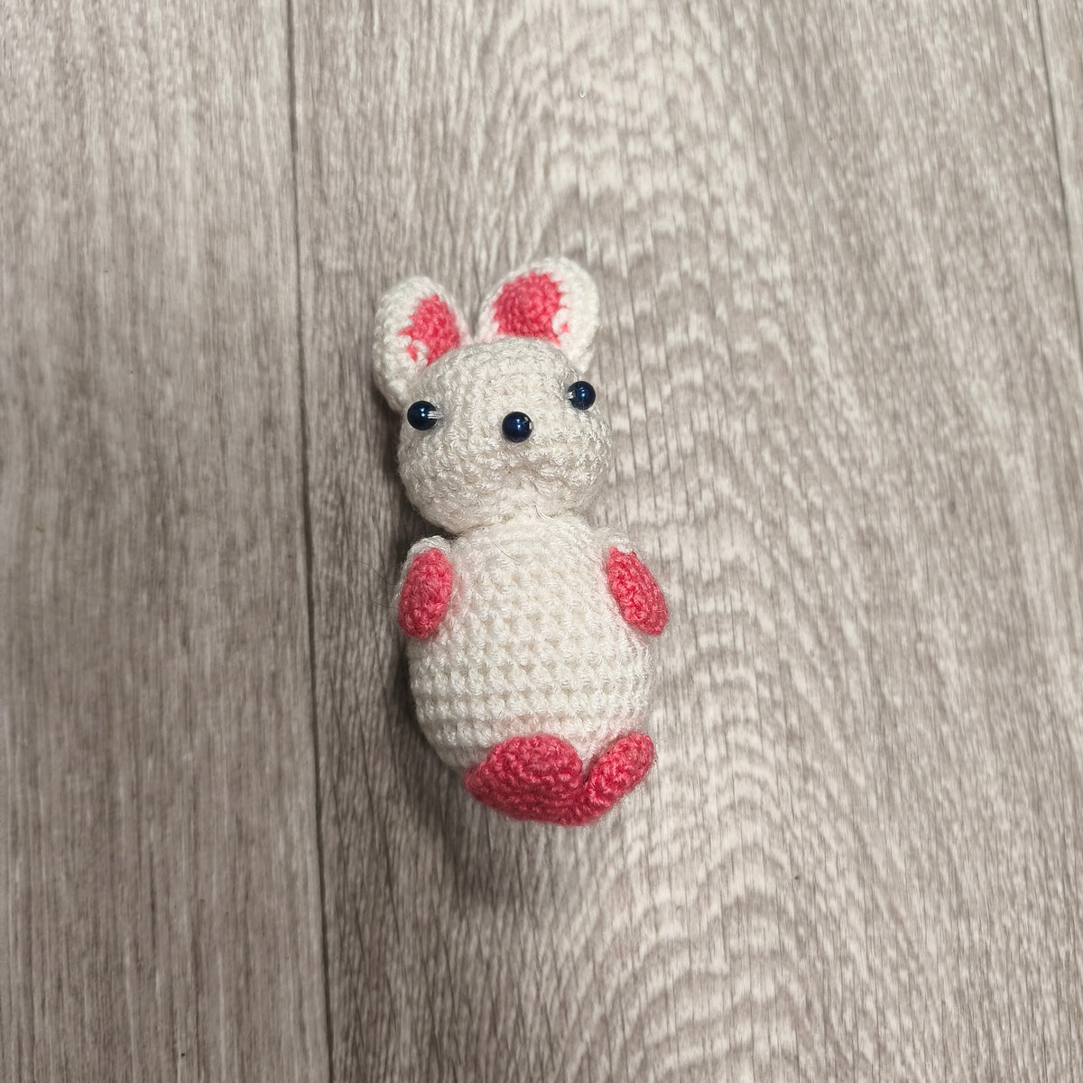 Handmade Crocheted White Pink Rabbit Bunny Amigurumi Plush Stuffed Animal Toy