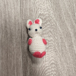 Handmade Crocheted White Pink Rabbit Bunny Amigurumi Plush Stuffed Animal Toy