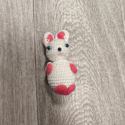 Handmade Crocheted White Pink Rabbit Bunny Amigurumi Plush Stuffed Animal Toy