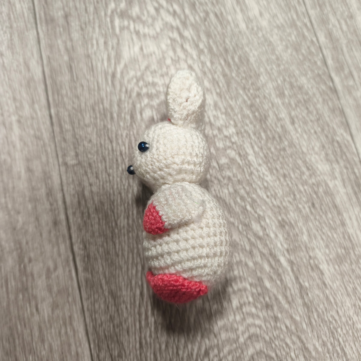 Handmade Crocheted White Pink Rabbit Bunny Amigurumi Plush Stuffed Animal Toy