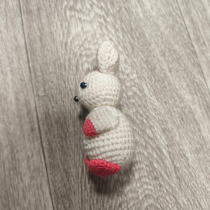 Handmade Crocheted White Pink Rabbit Bunny Amigurumi Plush Stuffed Animal Toy