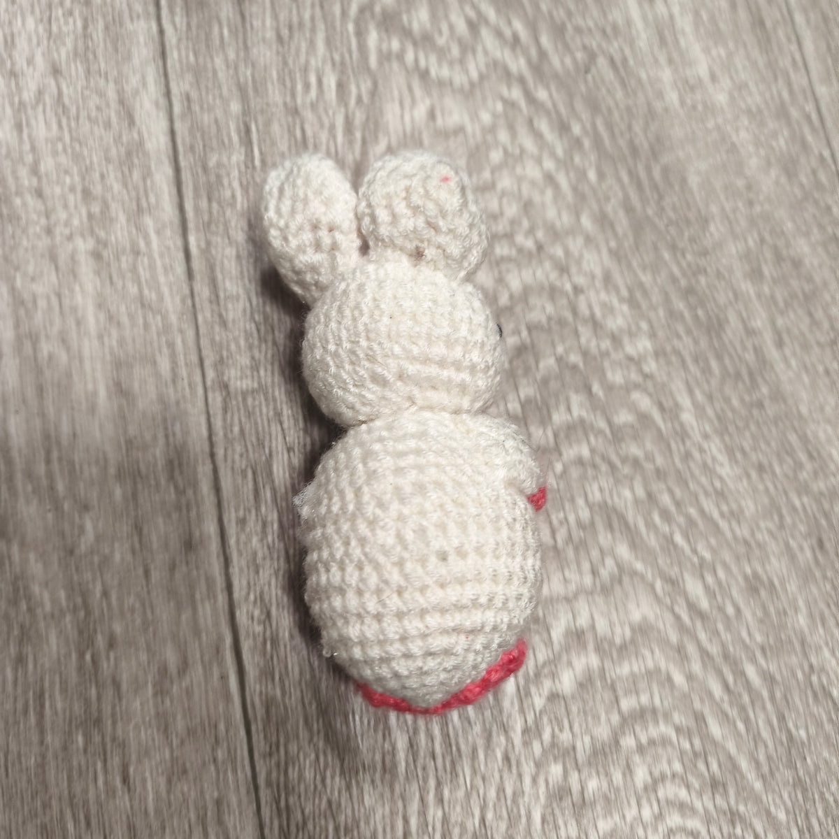 Handmade Crocheted White Pink Rabbit Bunny Amigurumi Plush Stuffed Animal Toy