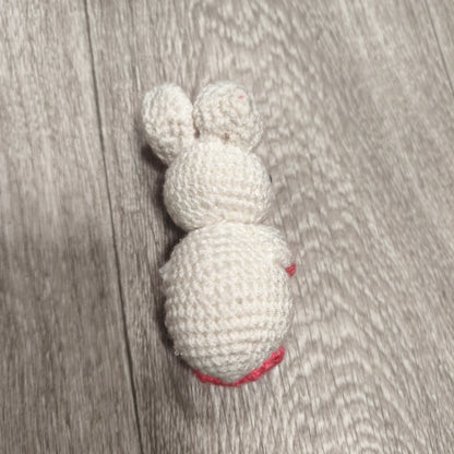 Handmade Crocheted White Pink Rabbit Bunny Amigurumi Plush Stuffed Animal Toy