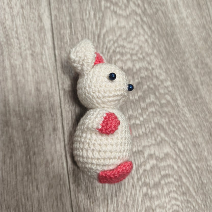 Handmade Crocheted White Pink Rabbit Bunny Amigurumi Plush Stuffed Animal Toy
