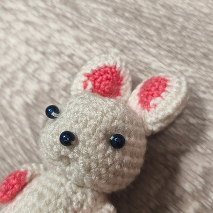 Handmade Crocheted White Pink Rabbit Bunny Amigurumi Plush Stuffed Animal Toy