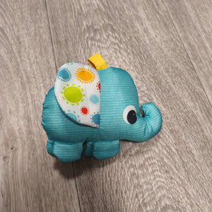 Bright Starts Blue Elephant Plush Toy Sun Pattern Ears Soft Infant Rattle