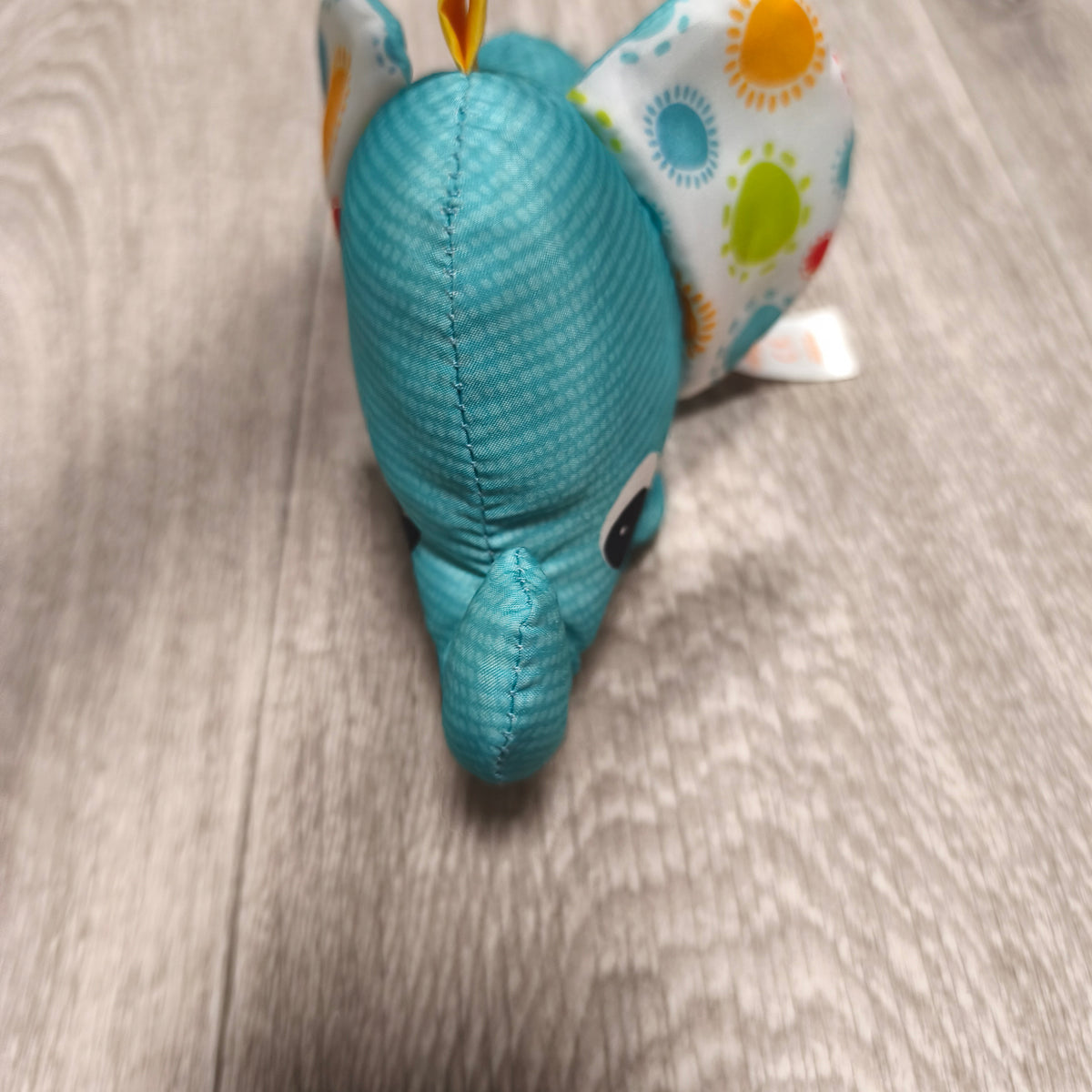 Bright Starts Blue Elephant Plush Toy Sun Pattern Ears Soft Infant Rattle