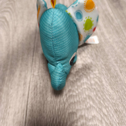 Bright Starts Blue Elephant Plush Toy Sun Pattern Ears Soft Infant Rattle
