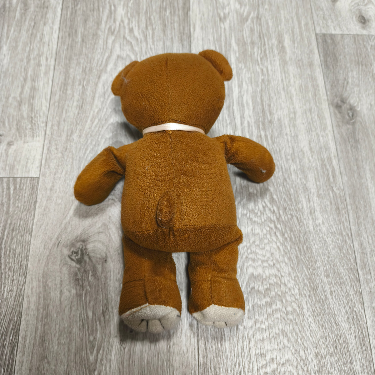 Vintage Small Brown Teddy Bear Plush Stuffed Animal Toy Ribbon Bow