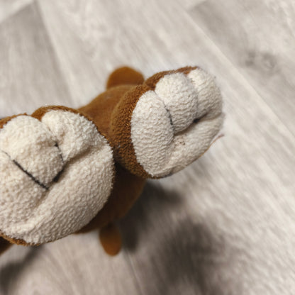 Vintage Small Brown Teddy Bear Plush Stuffed Animal Toy Ribbon Bow