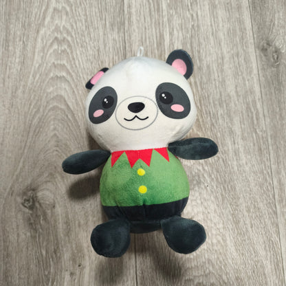 HBL Cute Panda Bear Elf Christmas Costume Plush Stuffed Animal Toy White Green