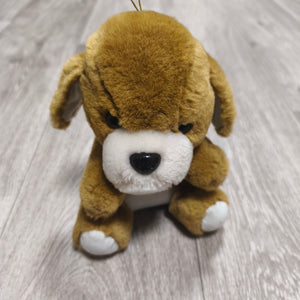 Vintage Brown Dog Plush Stuffed Animal Toy Hanging String Ornament Puppy Small