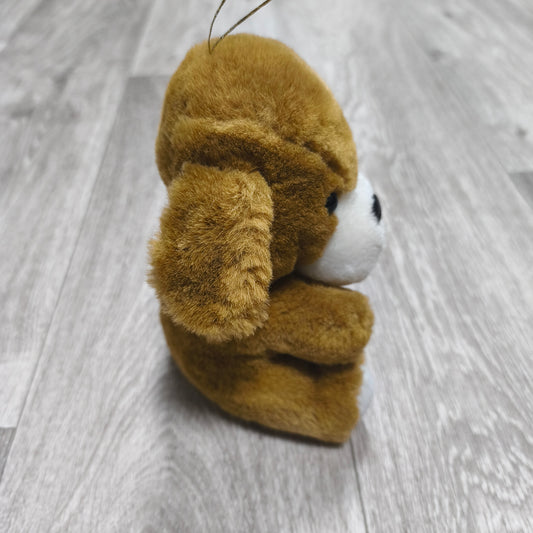 Vintage Brown Dog Plush Stuffed Animal Toy Hanging String Ornament Puppy Small