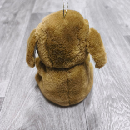 Vintage Brown Dog Plush Stuffed Animal Toy Hanging String Ornament Puppy Small