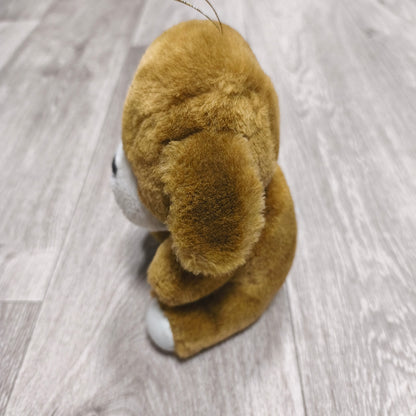 Vintage Brown Dog Plush Stuffed Animal Toy Hanging String Ornament Puppy Small