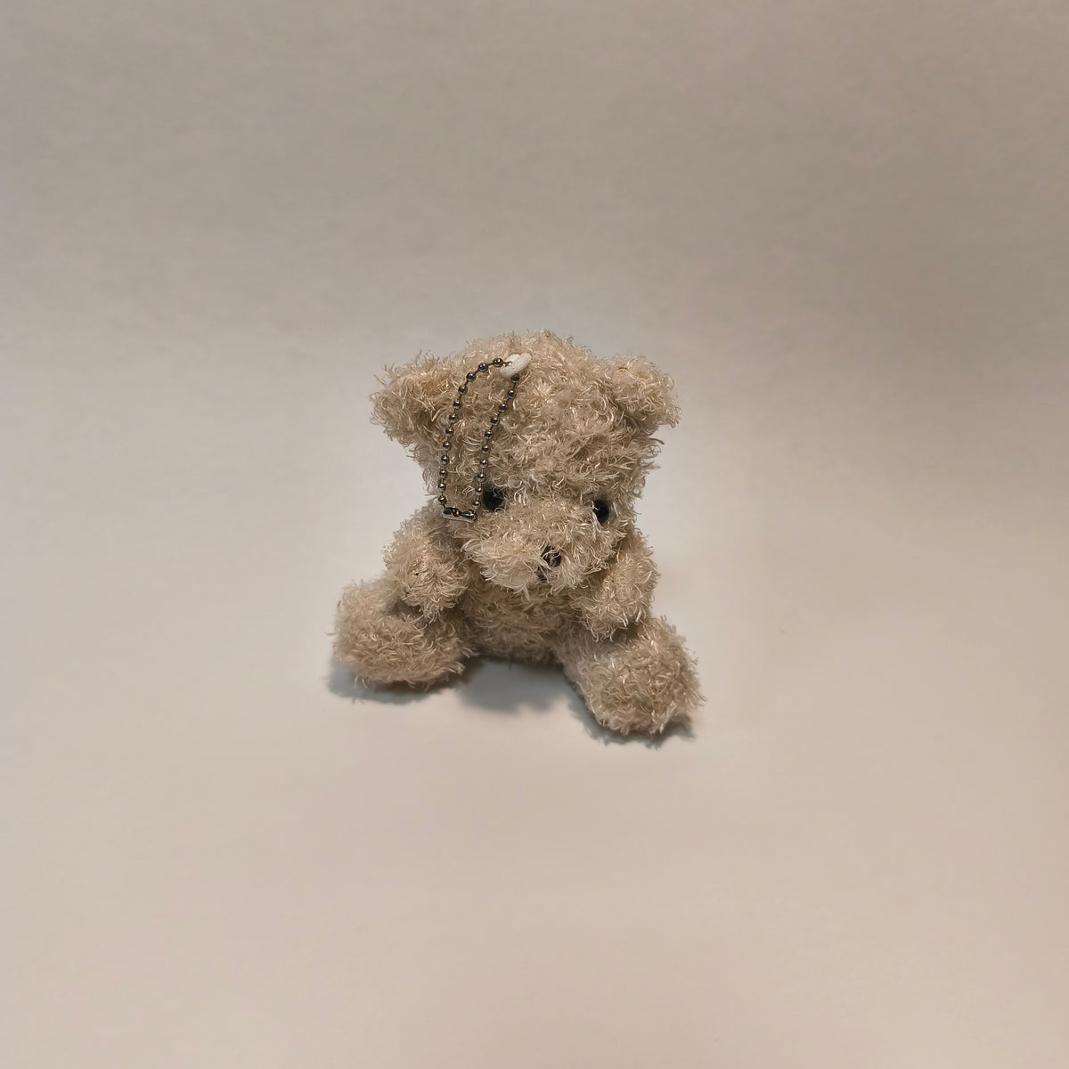 Mini Plush Teddy Bear Keychain Bag Charm Beige Soft Stuffed Animal Toy Pendant
