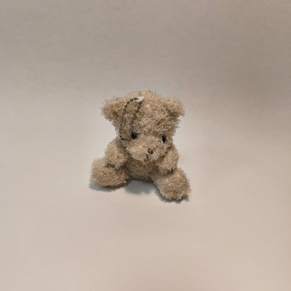 Mini Plush Teddy Bear Keychain Bag Charm Beige Soft Stuffed Animal Toy Pendant