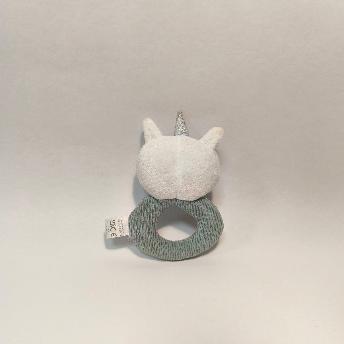 Little Town Unicorn Baby Rattle Soft Plush Ring Toy Green White Sparkle Horn
