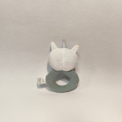 Little Town Unicorn Baby Rattle Soft Plush Ring Toy Green White Sparkle Horn