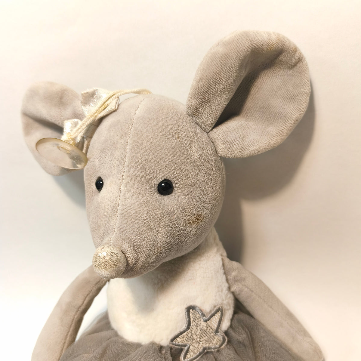 Plush Ballerina Mouse Stuffed Animal Toy Grey Tulle Tutu Dress Star Shoes