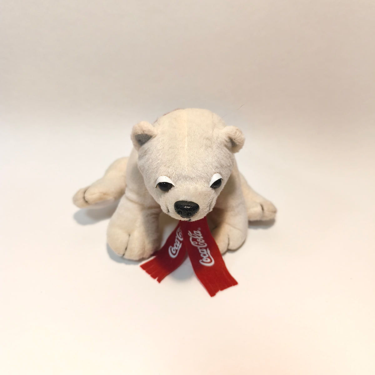 Coca-Cola Vintage Plush Polar Bear White Stuffed Toy Red Scarf Mascot Beanie