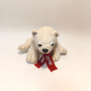Coca-Cola Vintage Plush Polar Bear White Stuffed Toy Red Scarf Mascot Beanie