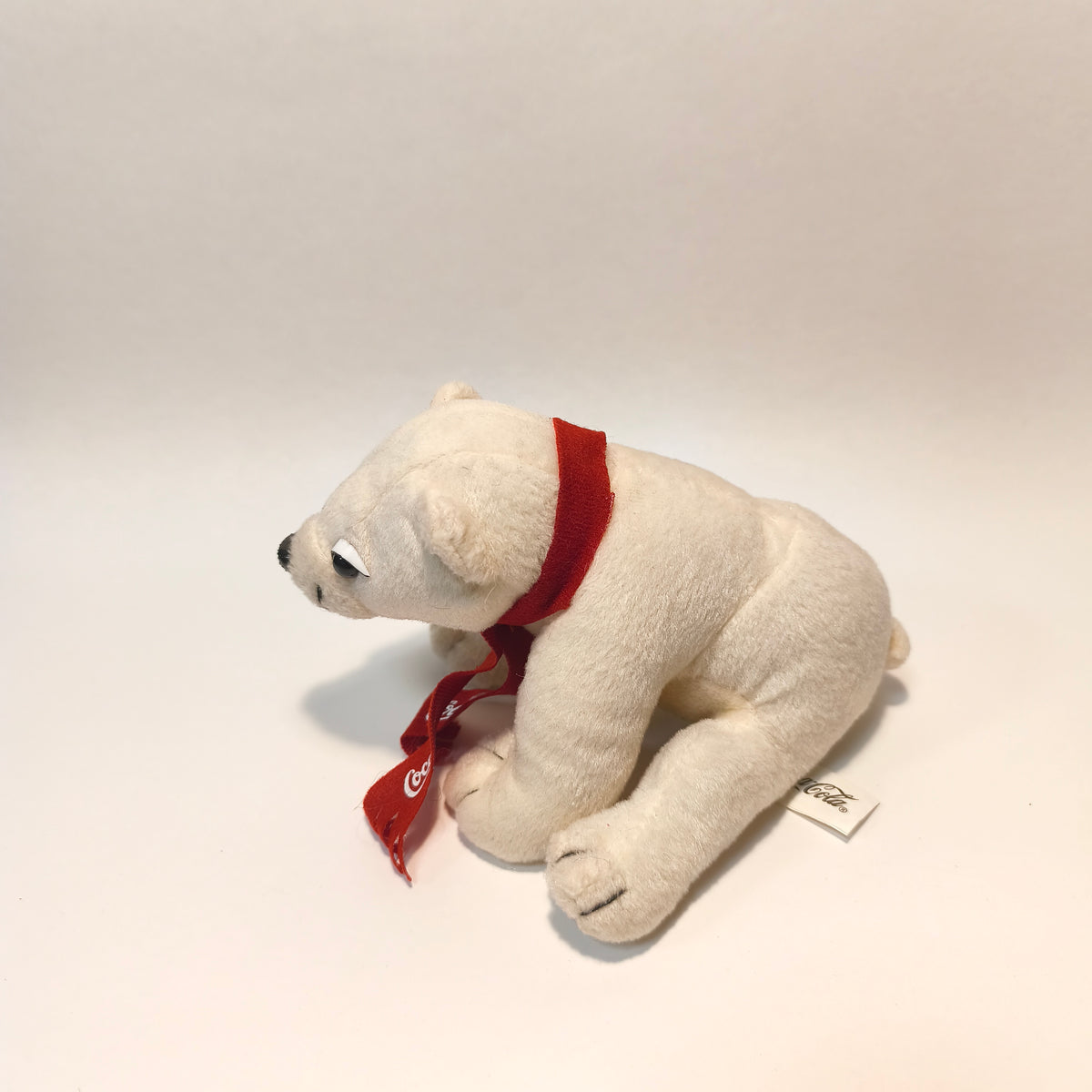 Coca-Cola Vintage Plush Polar Bear White Stuffed Toy Red Scarf Mascot Beanie