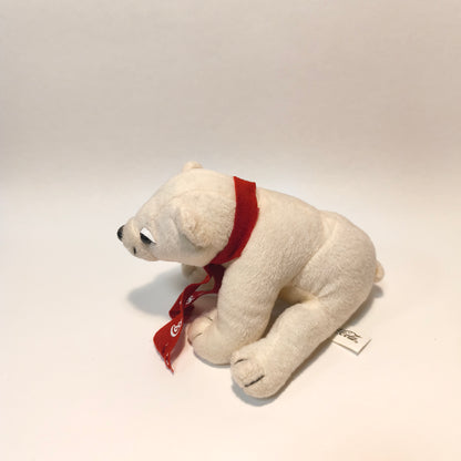Coca-Cola Vintage Plush Polar Bear White Stuffed Toy Red Scarf Mascot Beanie