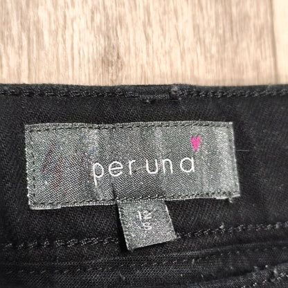 Per Una M&S Womens Black Straight Leg Trousers Pants Size UK 12 Short