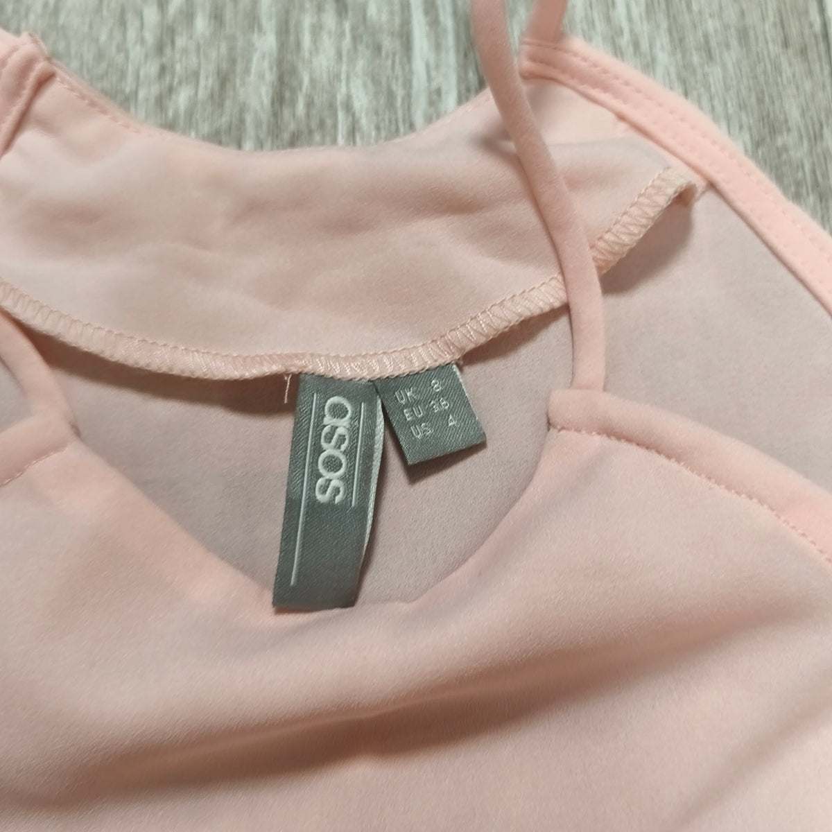 ASOS Halter Neck Tank Top Blush Pink Lace Hem Womens Size UK 8 US 4