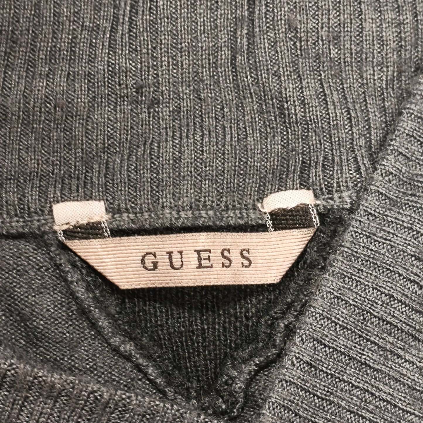 GUESS Men's Gray Wool Blend Shawl Collar Pullover Sweater Size M Patch Logo
