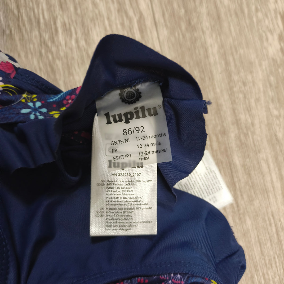 Lupilu Girls Navy Floral 2 Piece Swimsuit Bikini Swimwear NWT 12-24 Months 86/92