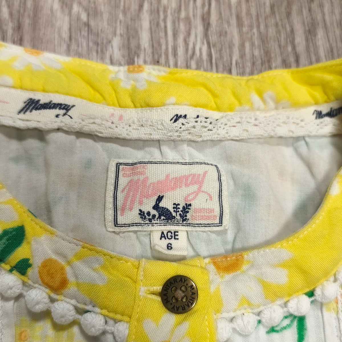 Mantaray Girls Yellow Floral Daisy Patchwork Handkerchief Hem Dress Age 6 116cm