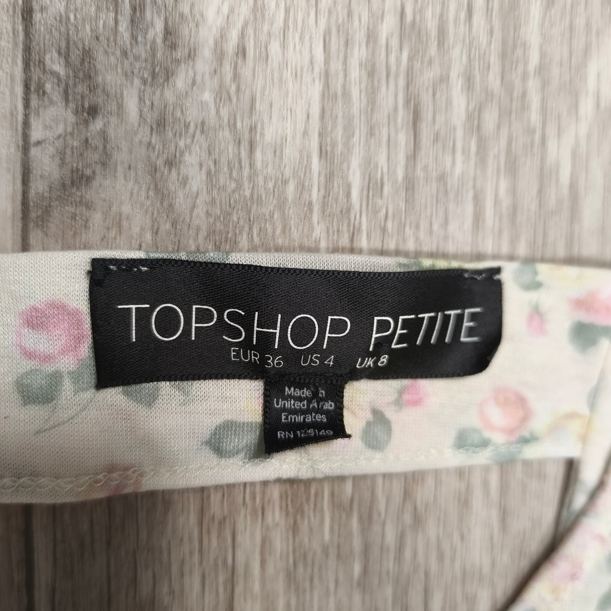 Topshop Petite Floral Skater Dress UK 8 US 4 EUR 36 Cream Pink Sleeveless