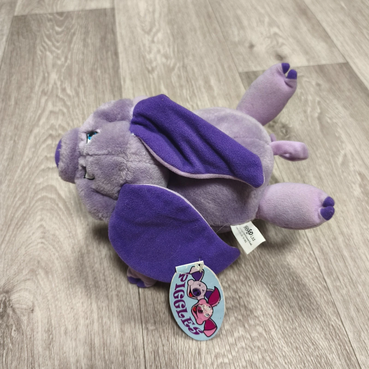 Vintage Piggles Purple Pig Plush Stuffed Animal Toy Paper Tag Included