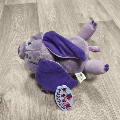 Vintage Piggles Purple Pig Plush Stuffed Animal Toy Paper Tag Included