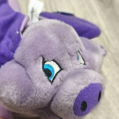 Vintage Piggles Purple Pig Plush Stuffed Animal Toy Paper Tag Included
